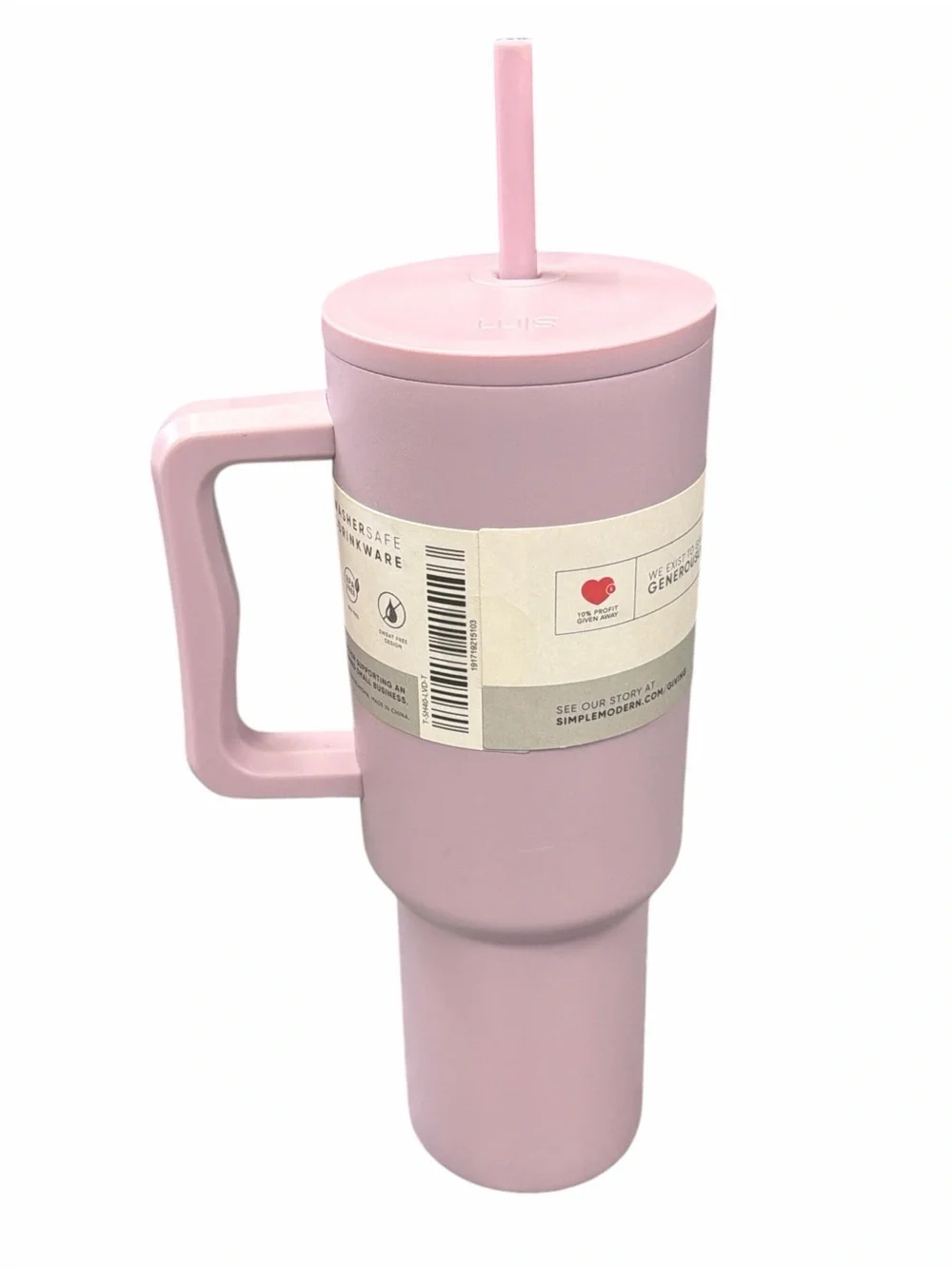 Simple Modern Pink Insulated Travel Tumbler  with Straw and Handle